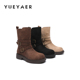 短靴 美拉德废土风厚底粗跟百搭工装 月芽儿西部牛仔靴冬季 新款