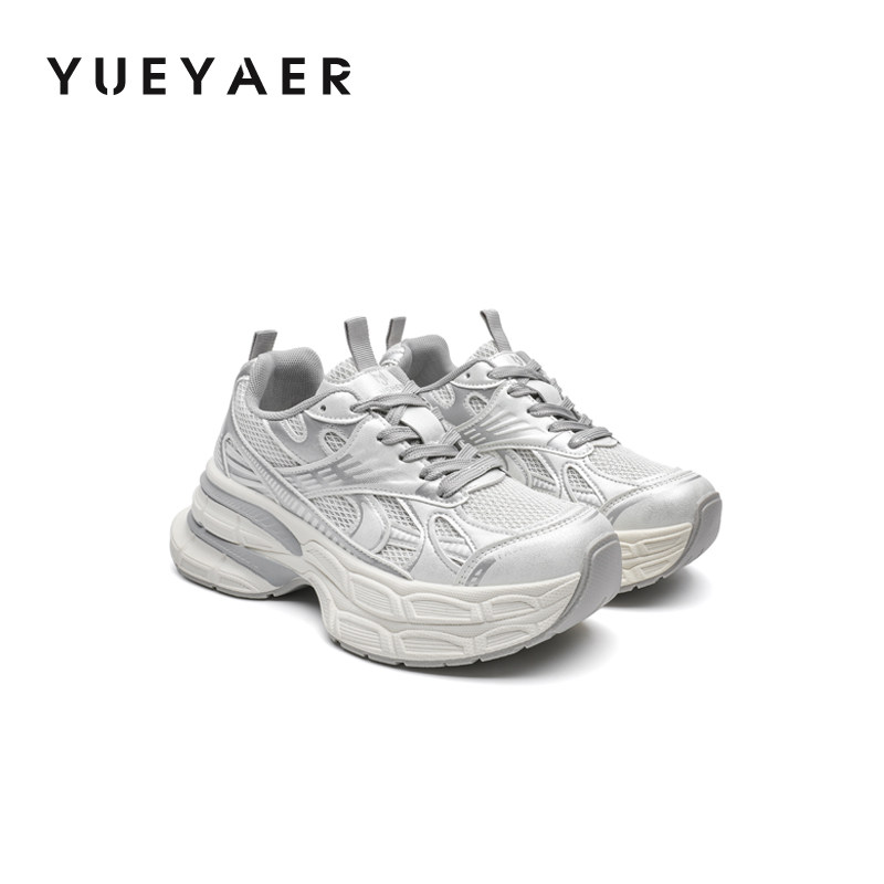 月芽儿厚底老爹鞋女款夏季新款休闲风网面透气轻便增高运动鞋