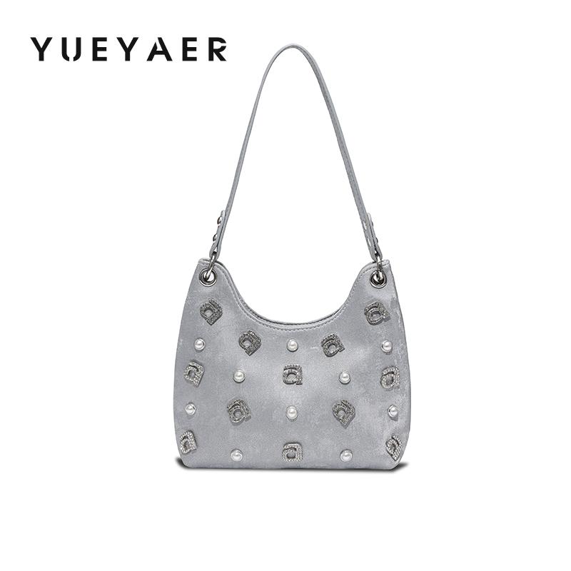 月芽儿水钻字母法式仙女单肩包