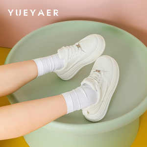 月芽儿拼色厚底小白鞋春新款丑萌娃娃鞋百搭防滑休闲运动板鞋