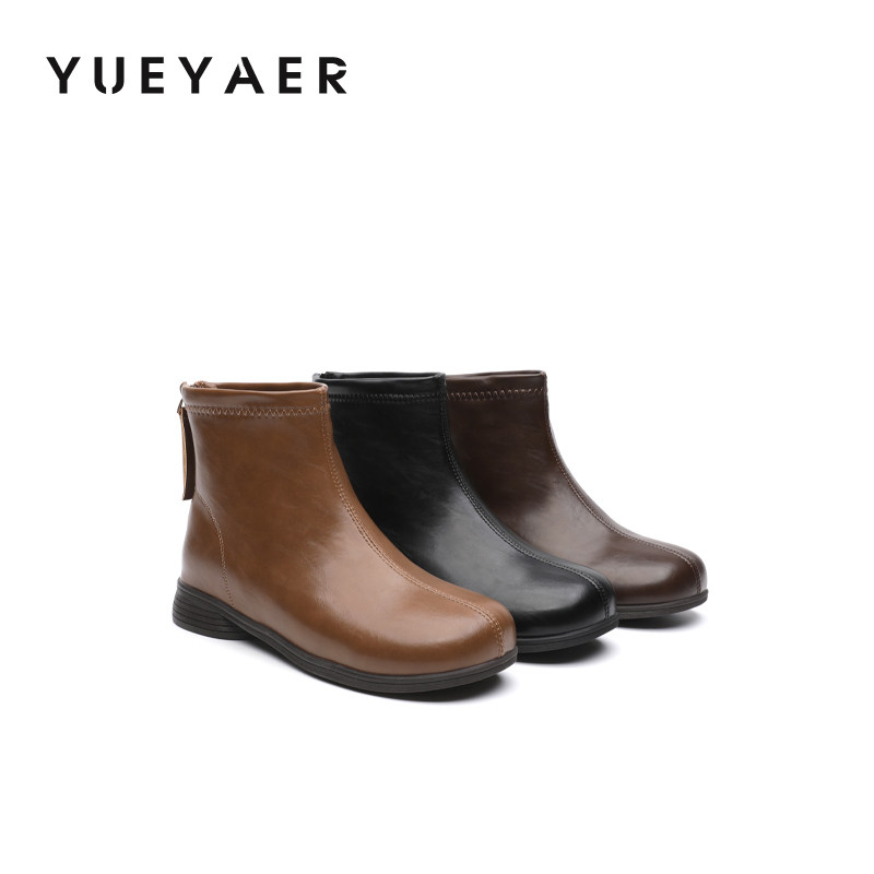 月芽儿小短靴女2025新款冬季洋气配裙子低跟瘦瘦英伦风加绒马丁靴