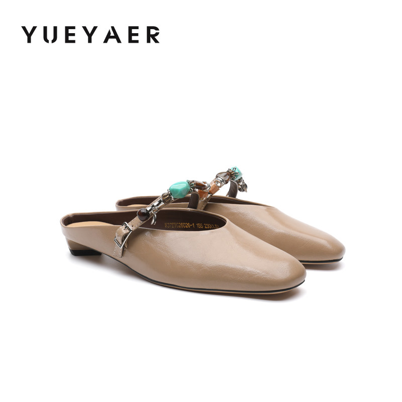 月芽儿包头半拖鞋女2026春新款外穿时尚圆头一字带平底百搭穆勒鞋,女鞋,穆勒鞋,淘宝优惠券,粉丝福利购,淘宝优惠卷