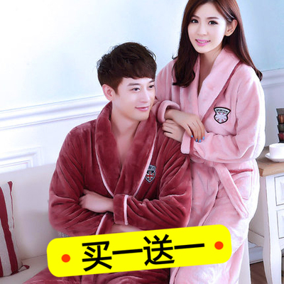 男士浴袍春秋睡袍女新娘情侣浴衣长款冬季睡衣日系法兰绒日式