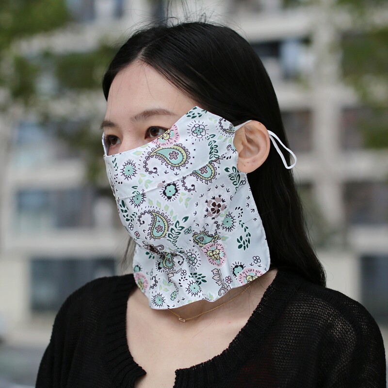 100%纯棉户外骑行遮阳透气护眼角防晒面罩全脸防紫外线护颈口罩夏