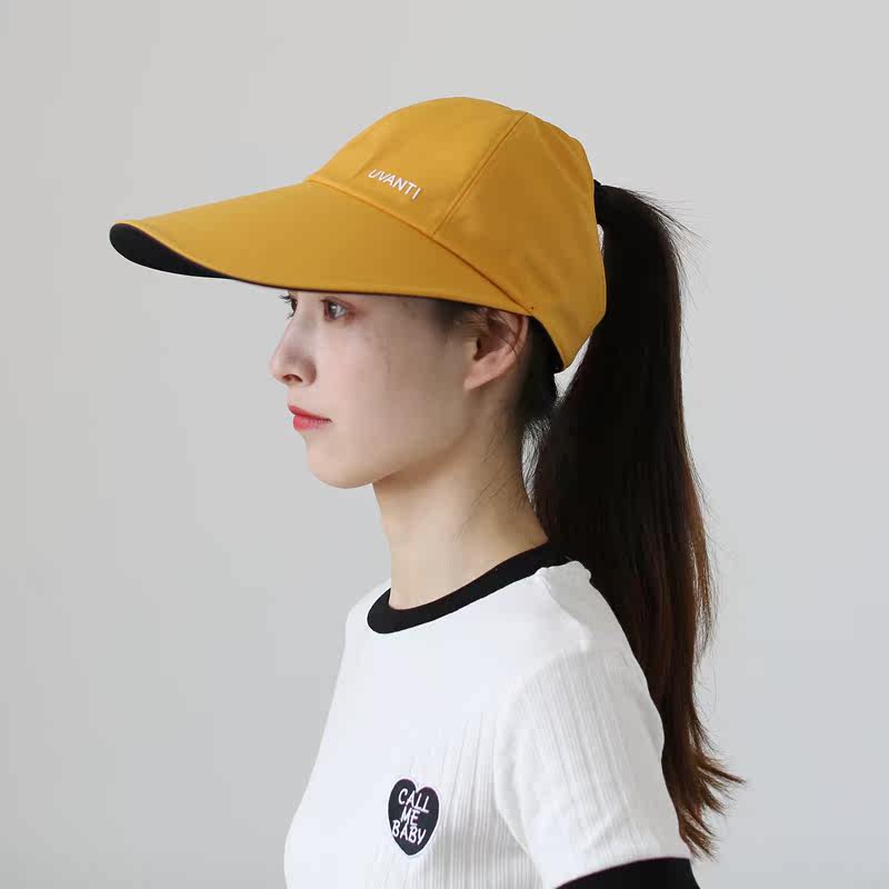 空顶双面加长帽檐鸭舌帽女款轻感百搭夏季出游防紫外线棒球帽遮阳