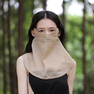 苎麻轻薄透气遮阳防晒面罩遮脸护眼角汉服古风挂耳面纱口罩仙气风