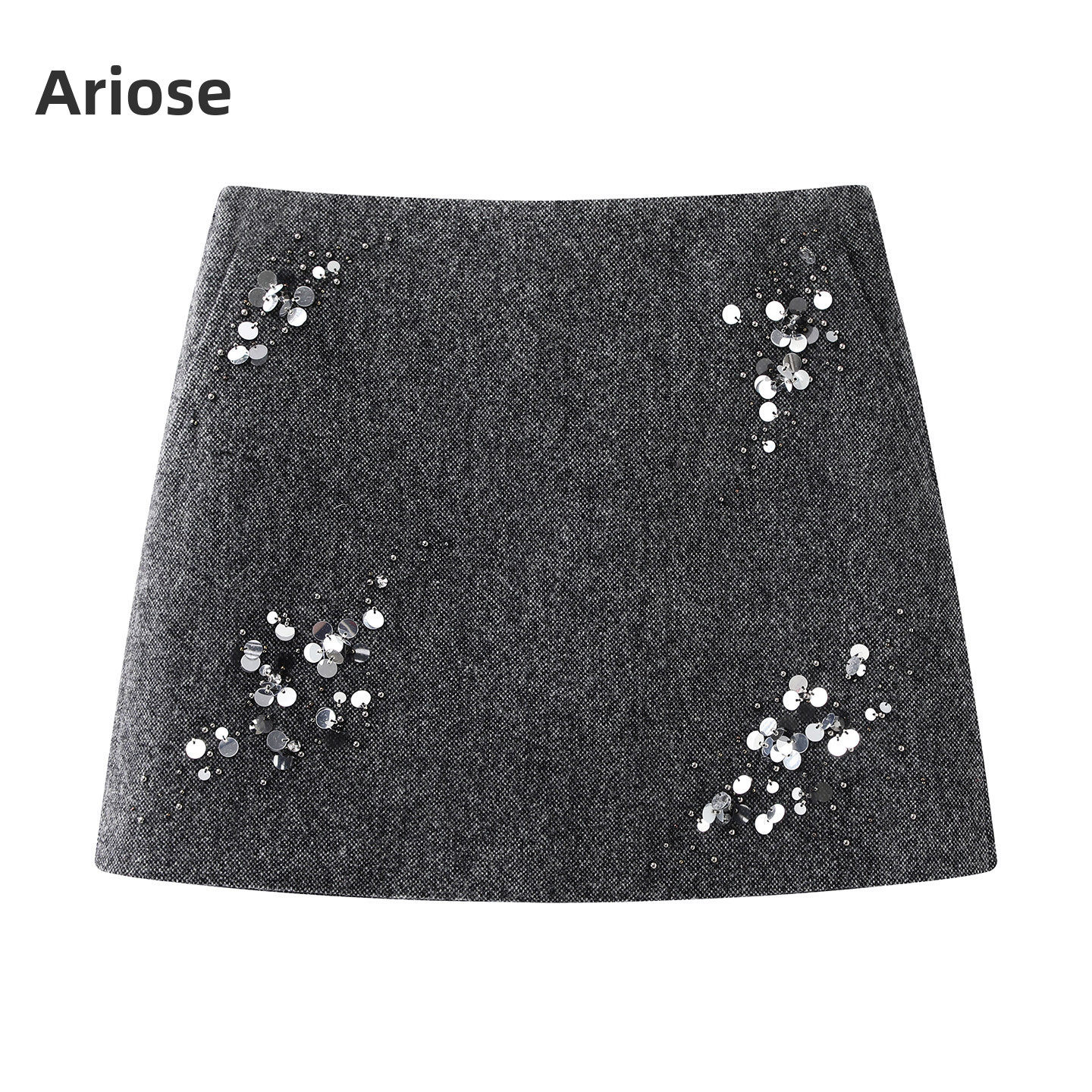 Ariose艾诺丝雅诗官方正品2025冬新高腰显瘦钉珠A字短裙AR354109