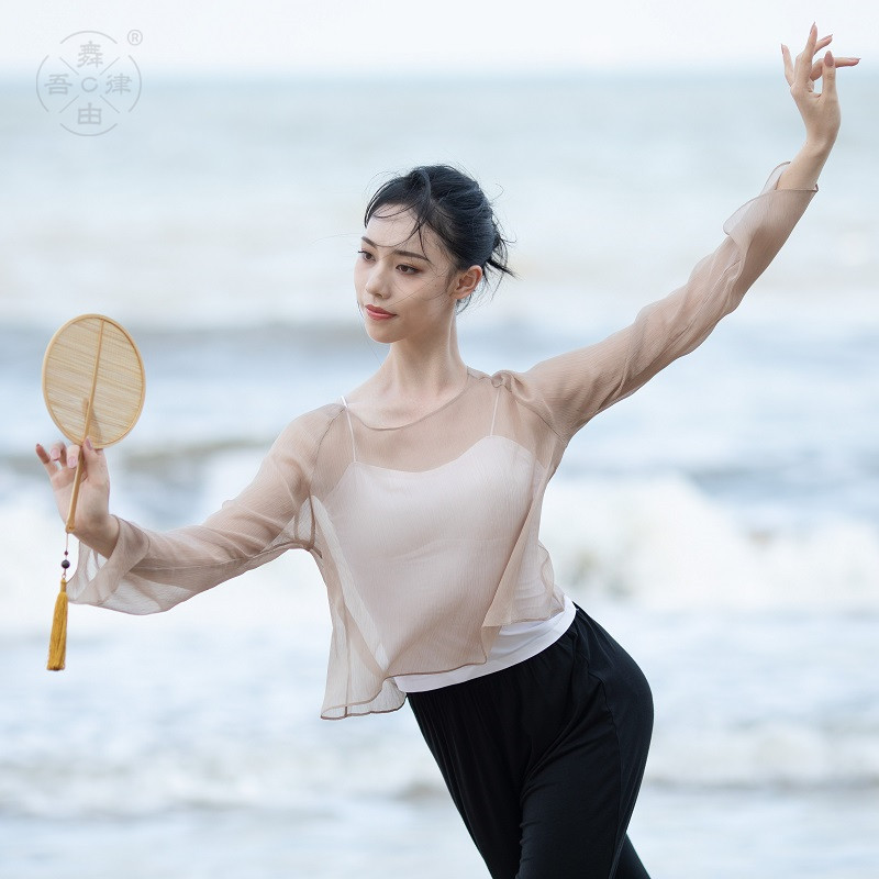 舞由吾律 玉簪花系列 纱上衣现代古典民族身韵瑜伽演出基训练功服
