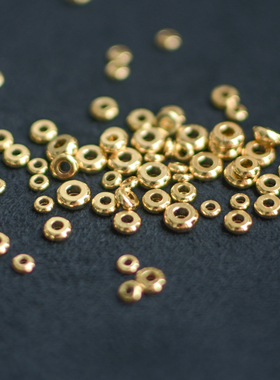 美国14K金属小隔片电镀金色O圈2mm 3mm 4mm配件25颗隔串珠手工diy
