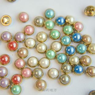 台湾进口复古vintage仿珍珠4mm珍珠爪钻20颗十字底手缝爪钻diy