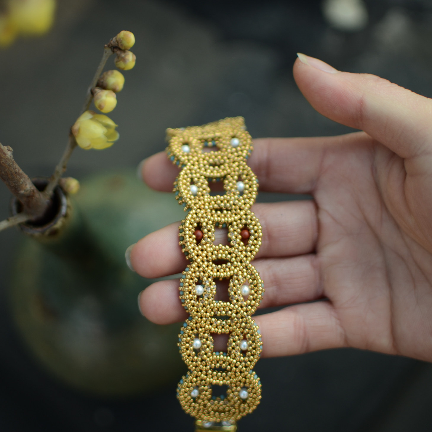 贺岁新品铜钱手镯富贵双面拼色手串串珠首饰diy材料包