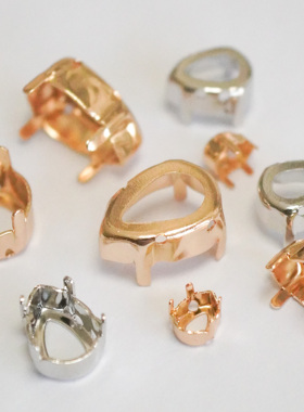 4320施家平替水滴钻底座高保色14×10mm10×8mm 6×4mm铜镀金手工