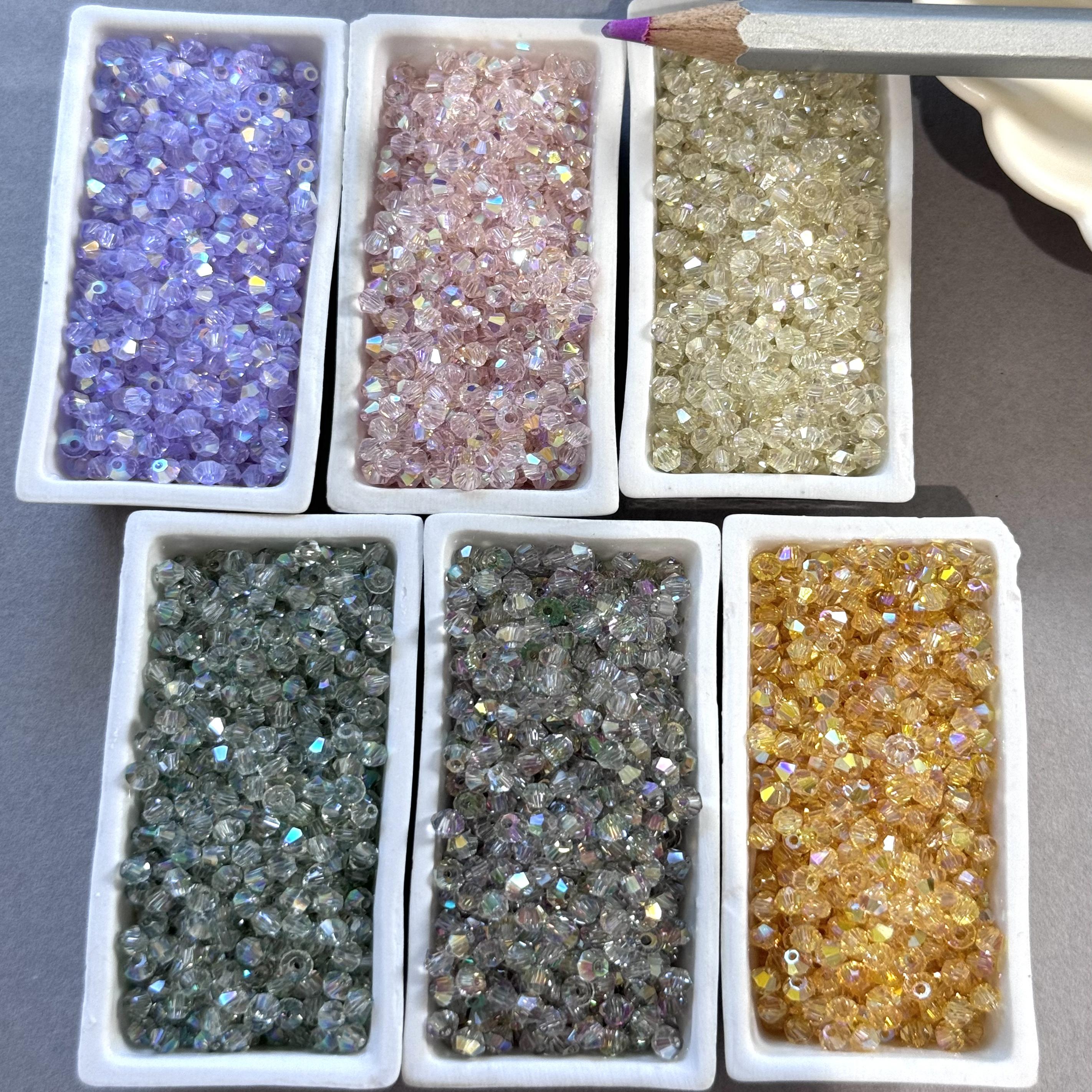 3mm镀彩亮银水晶玻璃散珠