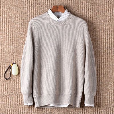 再曦纯山羊绒衫男士圆领打底衫