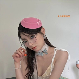 LET ME SEE ACC名媛气质小贝雷帽简约百搭日常装饰小帽子紫色
