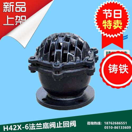 H42X-6铸铁法兰水泵底阀止回阀内螺纹底阀2寸2.5寸dn50dn100dn125
