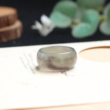 新款和田玉烟紫戒指简约气质款宽版飘花轮胎指环男女款19mm玉戒