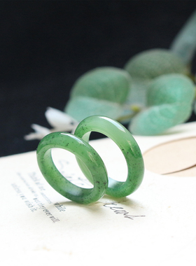 简约时尚和田玉碧玉圆戒指