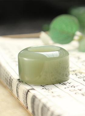 和田玉青白玉扳指细料可过灯