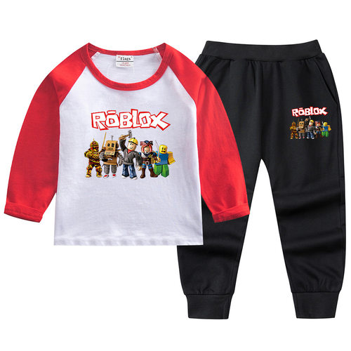 roblox衣服男童秋季套装2026新款宝宝纯棉儿童长袖t恤长裤春秋款