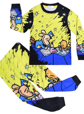 Dog man神探狗狗数码服装印花 儿童家居服长袖套装两件套