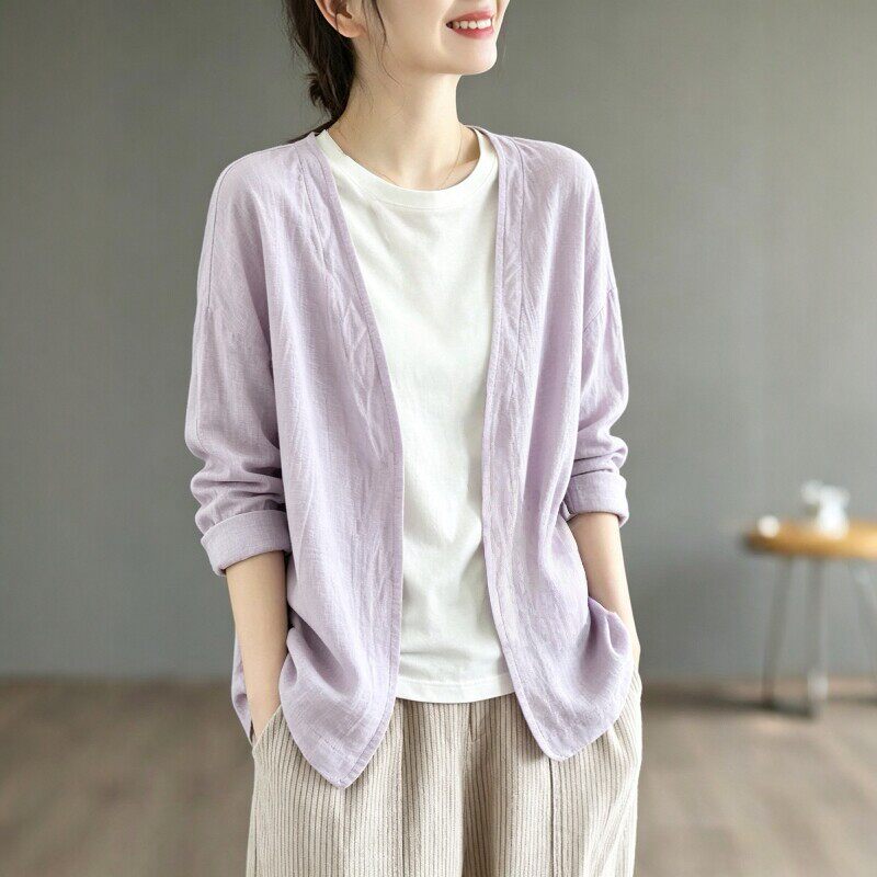 夏季大码棉防晒微胖友好款宽松遮肉防晒显瘦长袖衬衫女外穿上衣
