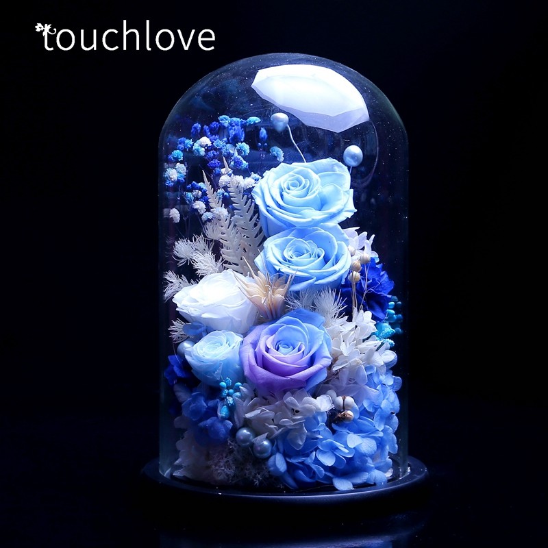 永生花真玫瑰礼盒玻璃罩圣诞节送老师女友老婆生日礼物闺蜜妈妈