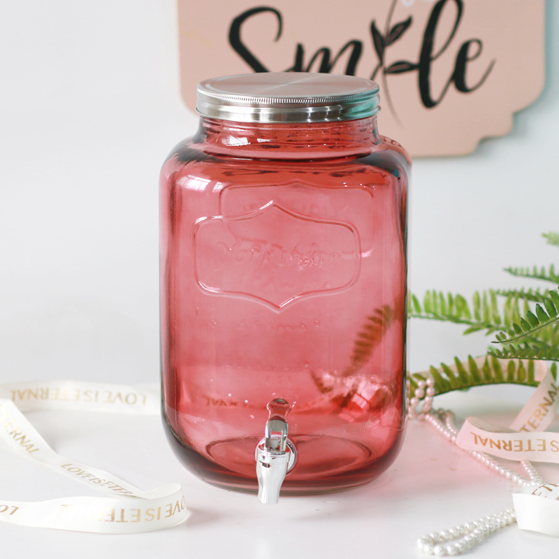 带龙头玻璃可乐桶大容量果汁罐