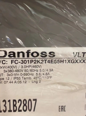 议价：丹佛斯变频器FC-301P2K2T4E55H1X全新原装现货