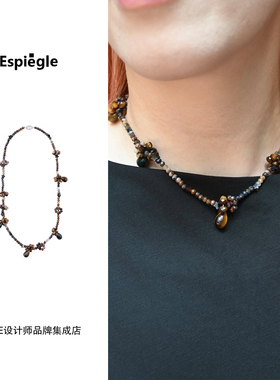 Dare买手店 espiegle 星辰编珠项链虎眼石天然石度假原创串珠首饰