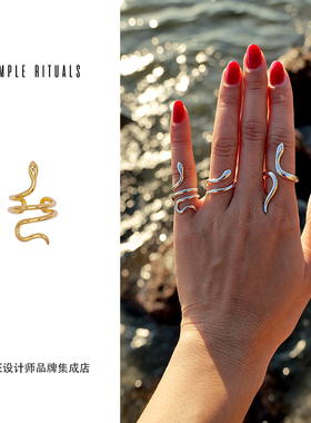 Dare买手店 simple rituals 希腊之蛇意大利925纯银开口戒指复古