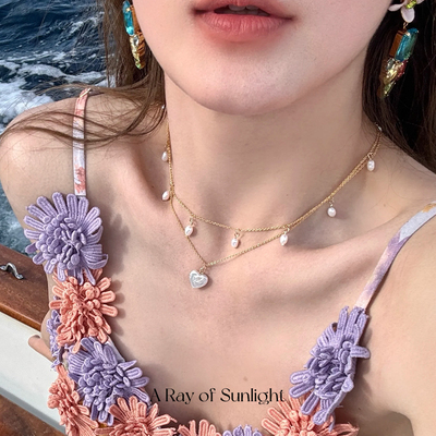 arayofsunlight爱心珍珠项链