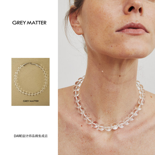 【6折】grey matter正品 锚式白水晶串珠项链好运复古