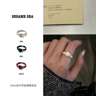 秦岚同款 sea爱心戒指珐琅爱心甜美通勤小众原创 Dare买手店sesame