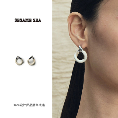 sesamesea扭扭耳环珐琅耳饰小众