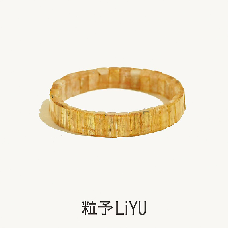 Dare买手店 粒予LIYU 小金条天然钛晶收藏级板钛手串黄水晶富贵