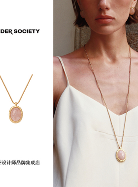 Dare买手店Tender society 卷草纹粉水晶项链天然石长链复古叠戴