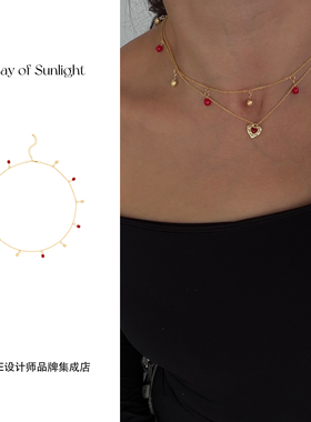 A ray of sunlight 珐琅豆豆项链金色复古原创设计首饰高级买手店