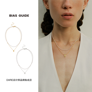 秦岚同款亲爱的客栈 BIAS GUIDE无垠水晶双层项链925银白水晶高级