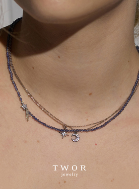 Dare买手店 TWOR正品 堇青石流星锁骨链925银原创设计串珠手串