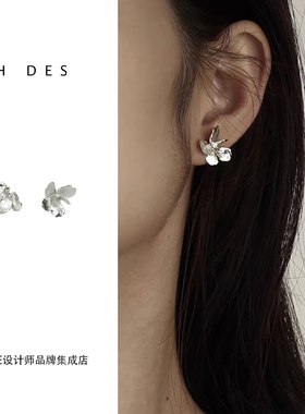 DARE买手店 HDES 纯银做旧花朵小耳钉简约百搭小众设计高级感首饰