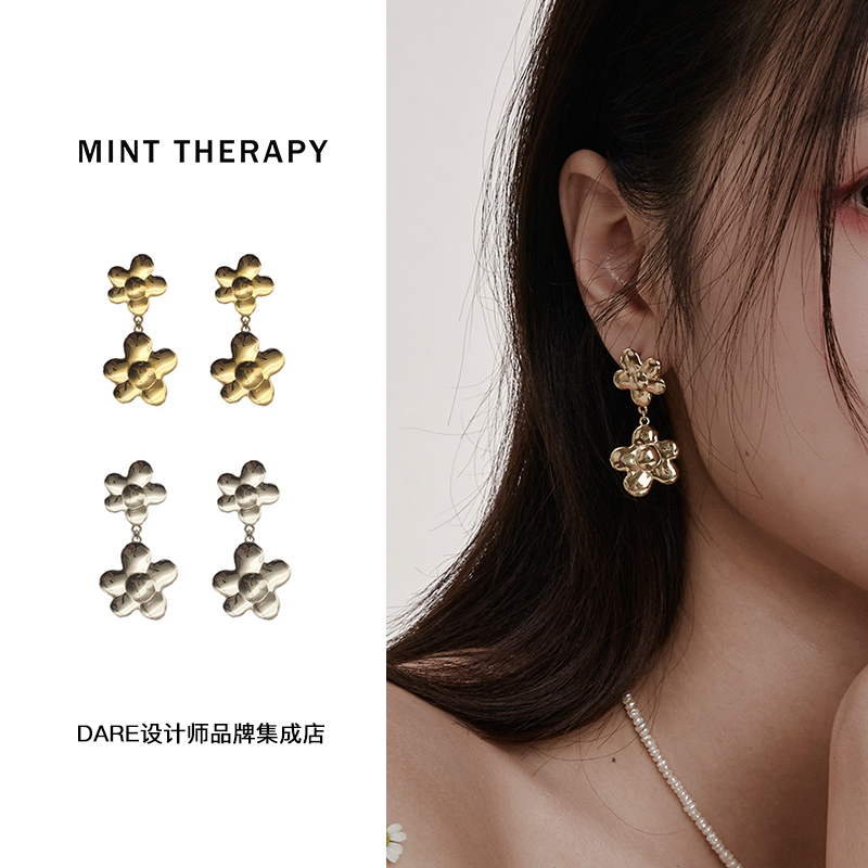 minttherapy双花耳环小众复古