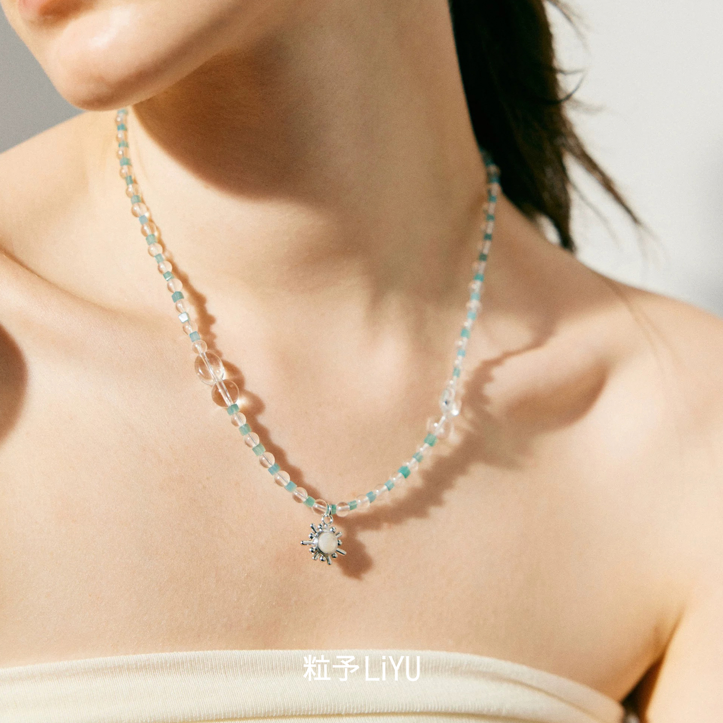 Dare买手店 粒予LIYU 星漩轨迹项链绿玛瑙白水晶串珠度假原创首饰
