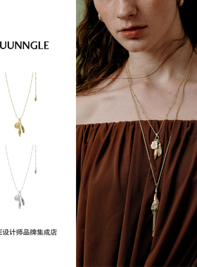 Dare买手店 JUUNNGLE LAB 秘境花镜缠枝吊坠金色复古高级项链叠戴