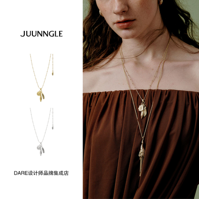 Dare买手店 JUUNNGLE LAB 秘境花镜缠枝吊坠金色复古高级项链叠戴