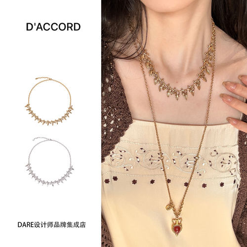 Dare买手店 DACCORD 可活动连枝短款项链金色复古高级首饰小众女