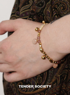 Dare买手店Tender society 四叶草小金币草莓晶串珠手链复古原创