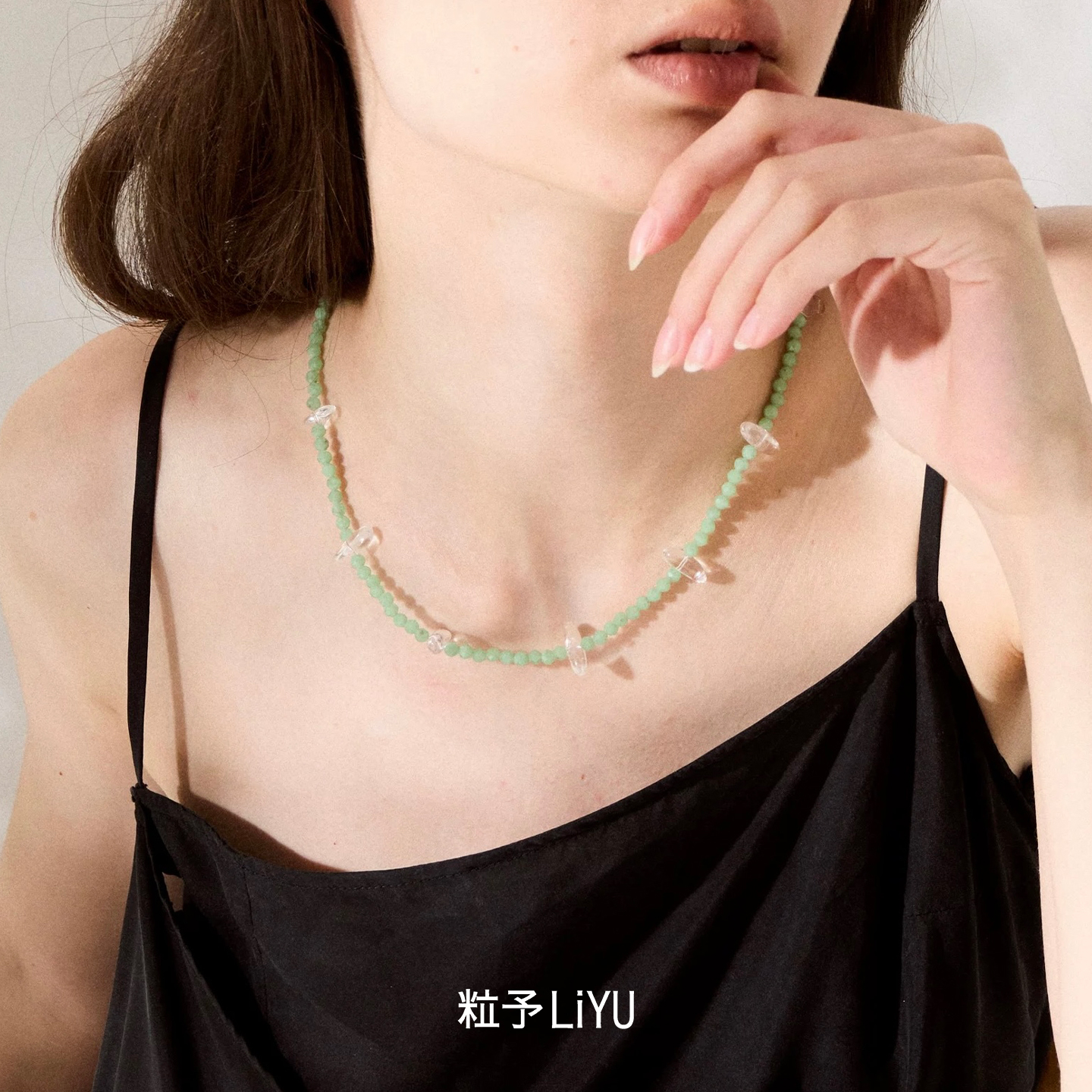 Dare买手店 粒予LIYU呼吸绿洲项链绿东陵白水晶复古串珠原创首饰