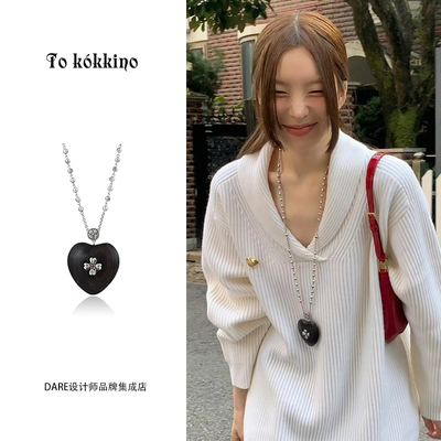 烧银色爱心项链烧银色