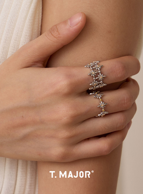 Dare买手店 T.MAJOR 星华点缀单层戒925银原创设计做旧复古首饰女